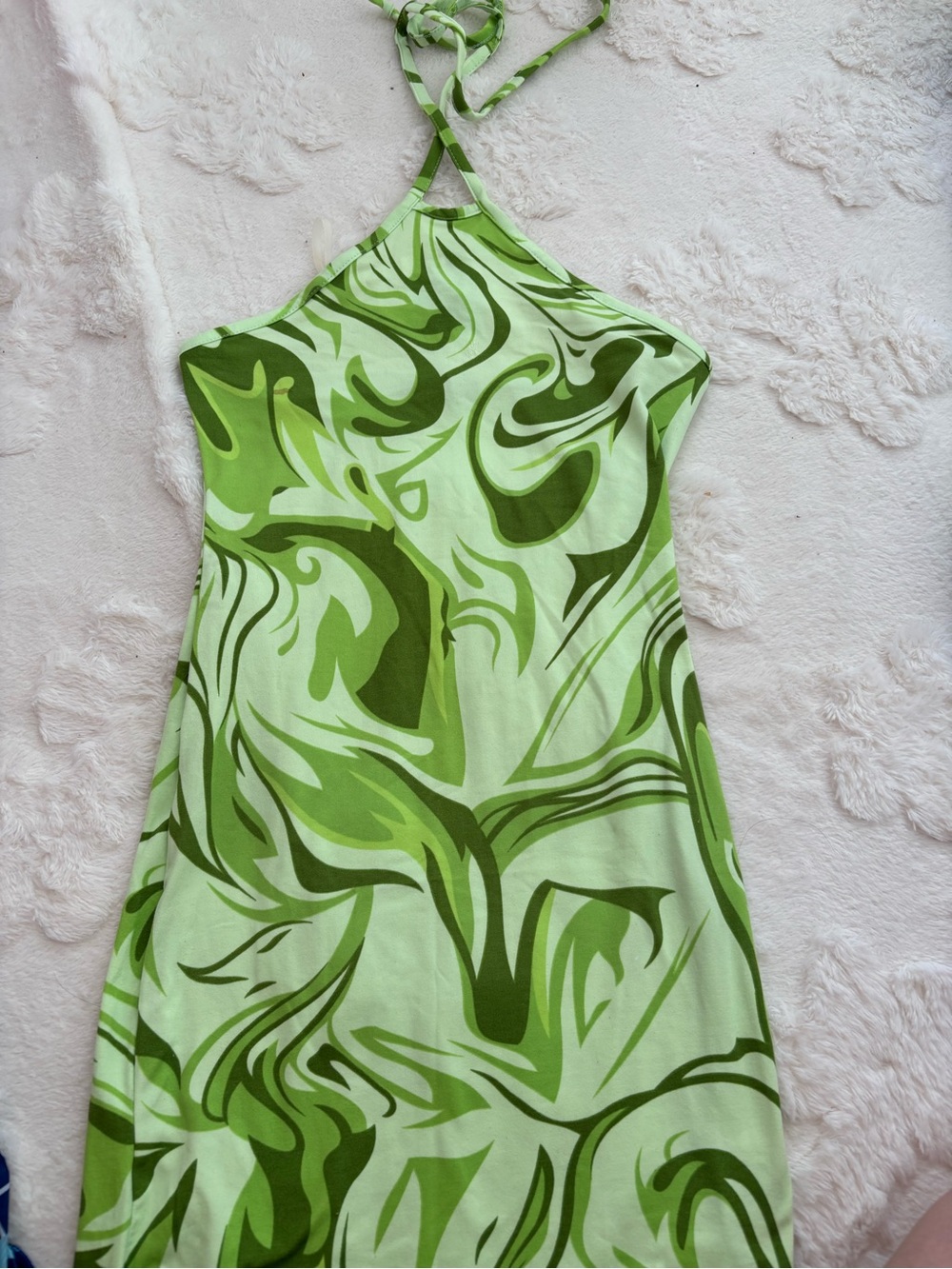 Green Swirl Halter Dress